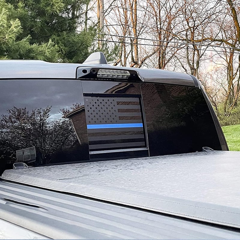 xinghe for Dodge Ram 2009 to 2024, American Flag Decals Stickers for Truck Back Middle Window, Matte Black USA Flag Decal - Image 3